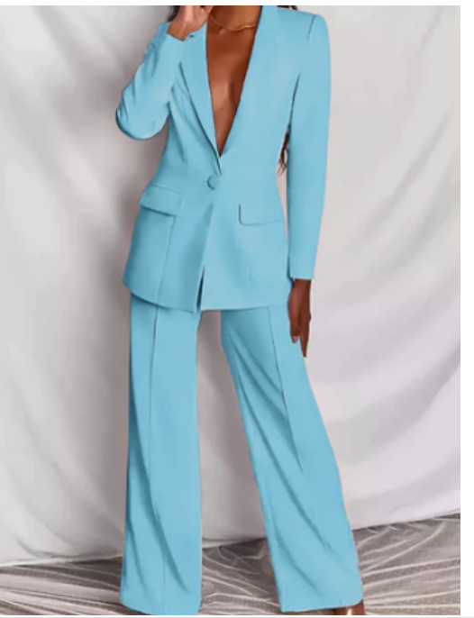 Variant image for Damen Blazer Set Elegantes Design Hochwertiger Stoff, Blazer und Hose Set-19