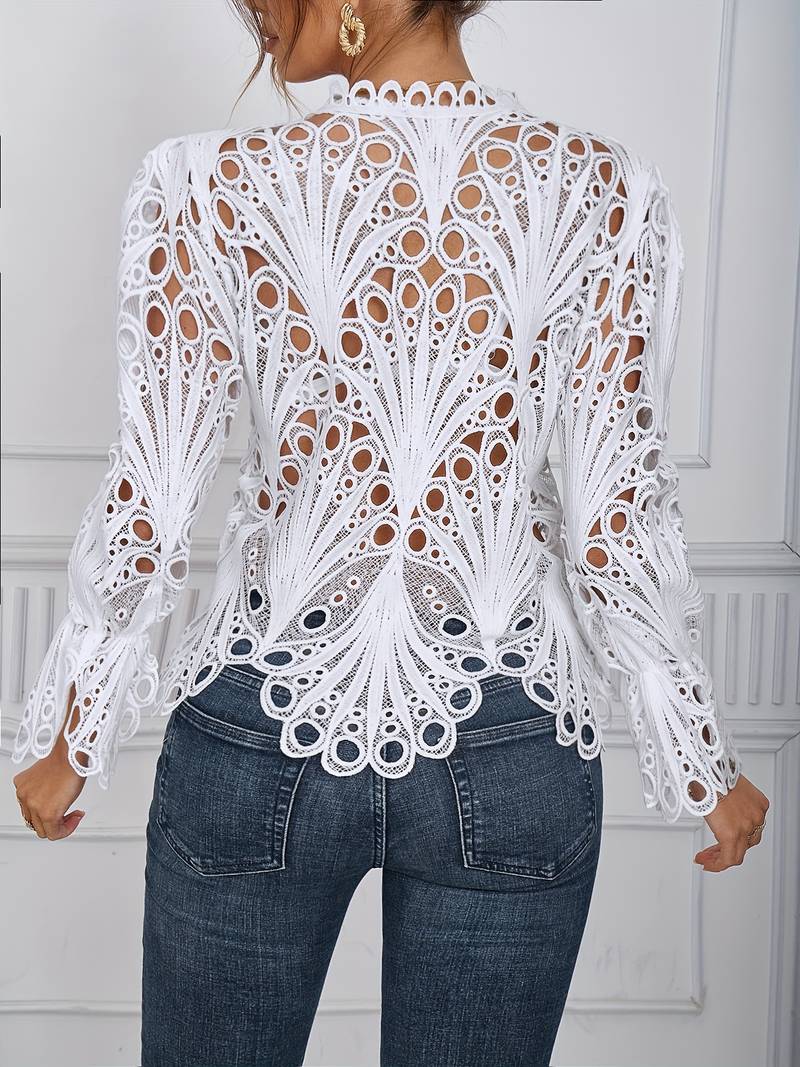 Damen Bluse Asymmetrisch mit Cut-Outs, Elegante Blusen für Festliche Anlässe, Hochwertiger Stoff-2