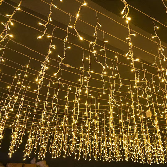 Außen LED Lichterkette Eiszapfen 50m für Weihnachtsbeleuchtung und Festdekoration 0