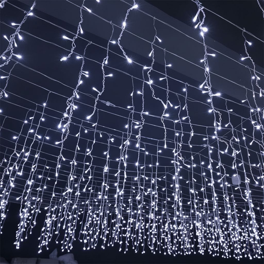 Außen LED Lichterkette Eiszapfen 50m für Weihnachtsbeleuchtung und Festdekoration 1