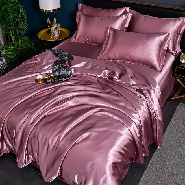 Bettwäsche 155x220 Einfarbig Satin für Stilvolles Schlafzimmer 14