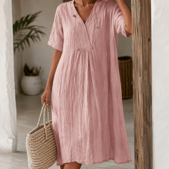Damen A-Linie Kleid mit V-Ausschnitt für Sommerliche Anlässe 3