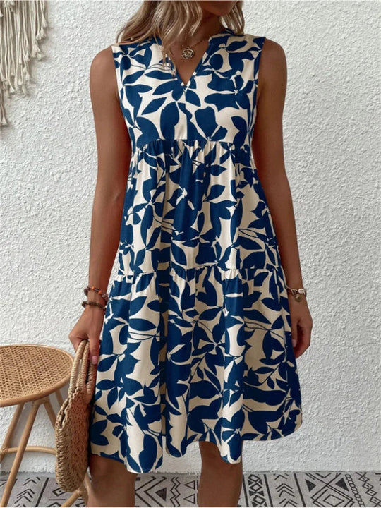 Damen A-Linien Kleid mit floralem Muster für den Sommer 1