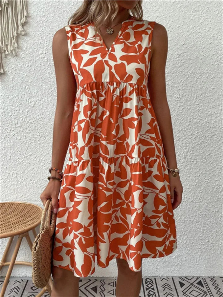 Damen A-Linien Kleid mit floralem Muster für den Sommer 2