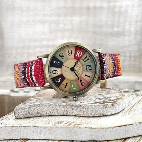Damen Armbanduhr mit mehrfarbigem Regenbogenmuster 4