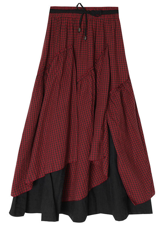 Damen Asymmetrischer Patchwork-Rock mit Kordelzug 0