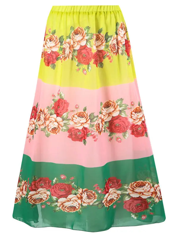 Damen Badeanzug mit Rock und Blumenmuster 10