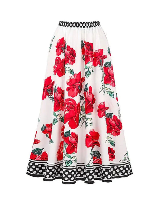 Damen Badeanzug mit Rock und Blumenmuster 3