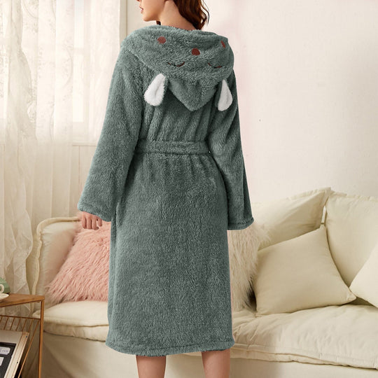 Damen Bademantel Weich und Warm aus Mikrofaser 10