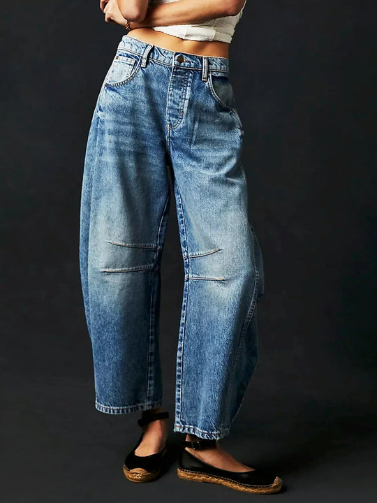 Damen Barrel Jeans Leopardenmuster Weit geschnitten 5