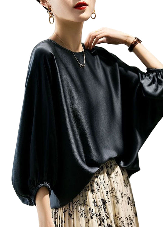 Damen Bluse Oversize mit O-Ausschnitt und Fledermausärmeln 0