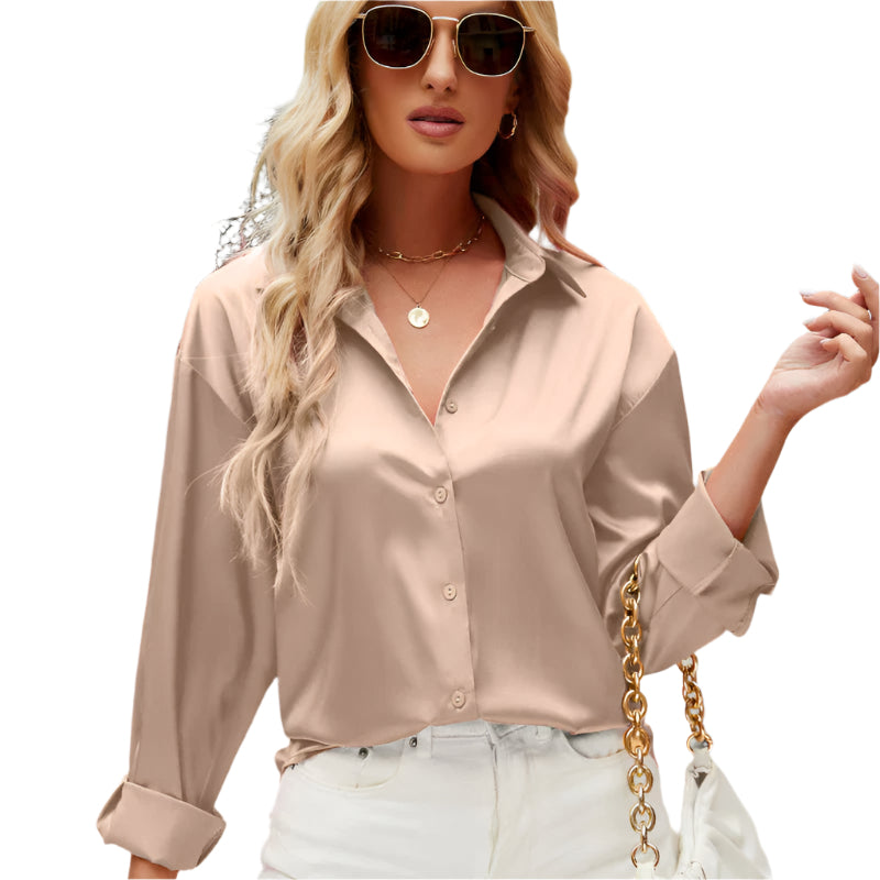 Damen Bluse Satin Chic Fließend 0