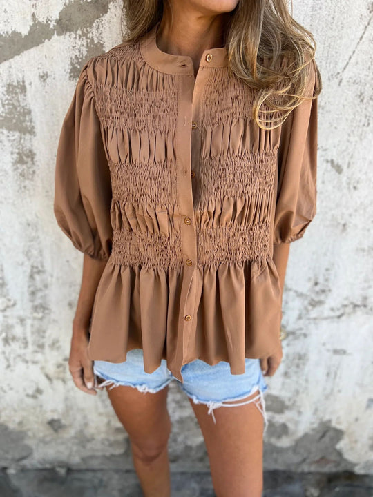 Damen Bluse mit Falten und entspannter Passform 2