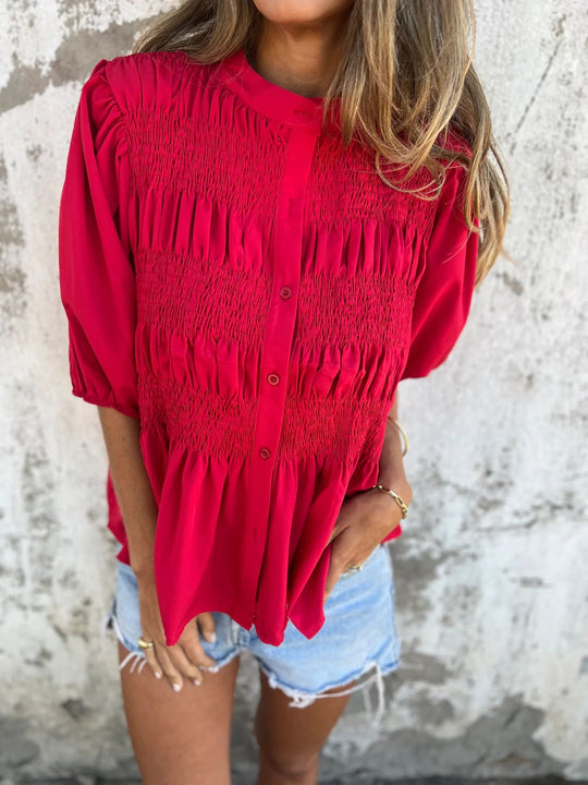 Damen Bluse mit Falten und entspannter Passform 5