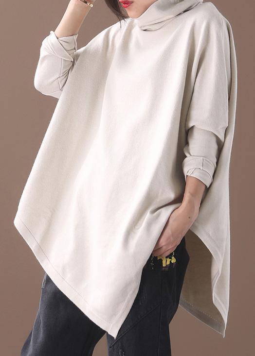 Damen Bluse mit asymmetrischem Saum und hohem Kragen 0