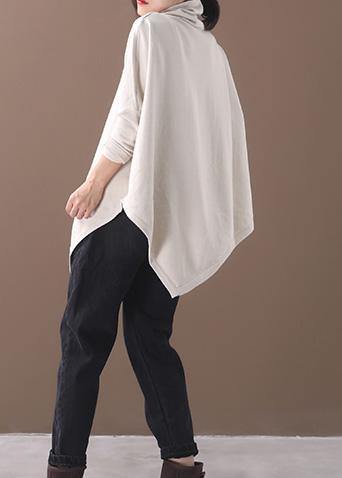 Damen Bluse mit asymmetrischem Saum und hohem Kragen 2