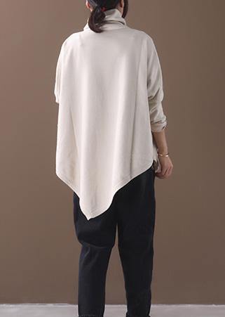 Damen Bluse mit asymmetrischem Saum und hohem Kragen 3