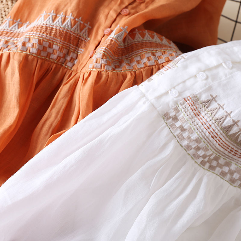 Damen Bohemian Kleid mit Baumwolle und Leinen 3