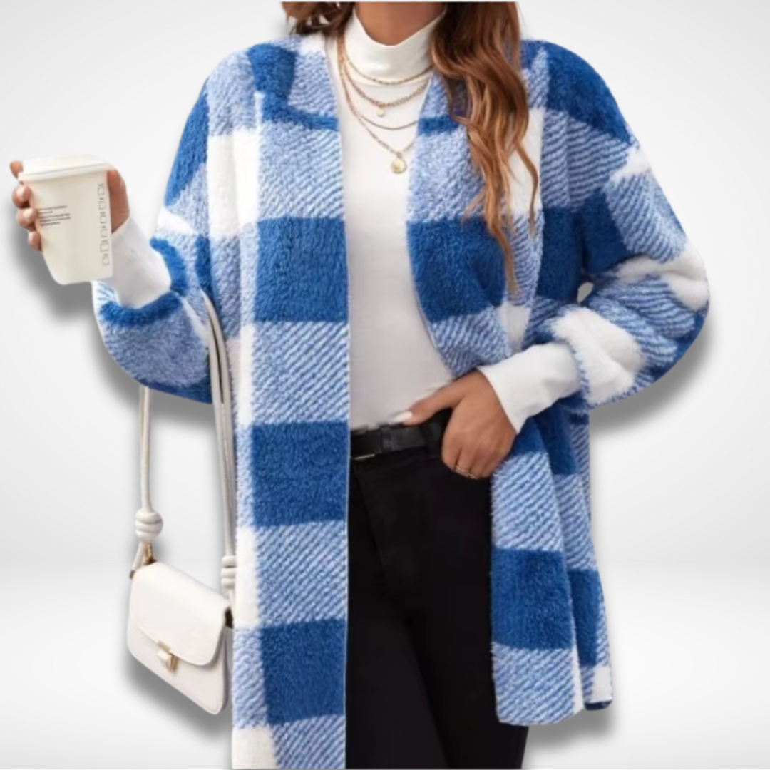 Damen Cardigan Wasserfest mit Karomuster 5