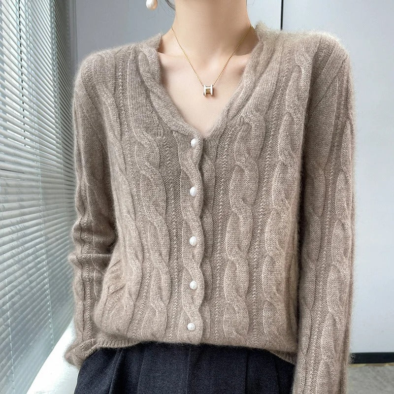 Damen Cardigan mit niedlichem Muster aus Wolle 4
