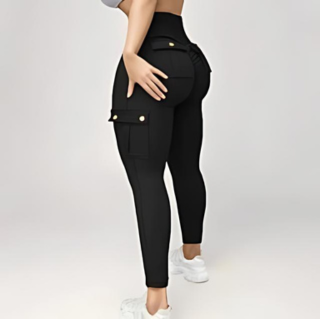 Damen Cargo Hose Hohe Taille Slim Fit Hochwertiger Stoff 8