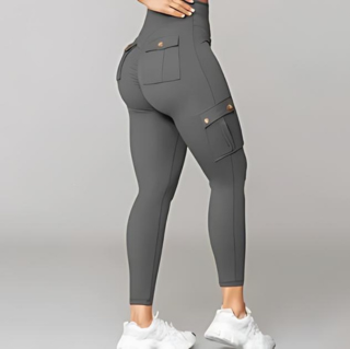 Damen Cargo Hose Hohe Taille Slim Fit Hochwertiger Stoff 9