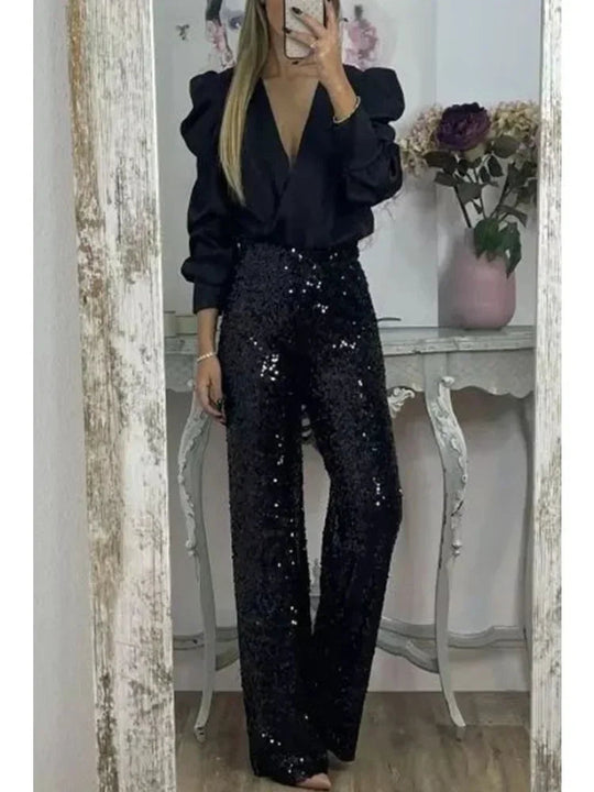 Damen Festliche Hose mit Pailletten und Modernem Schnitt 3
