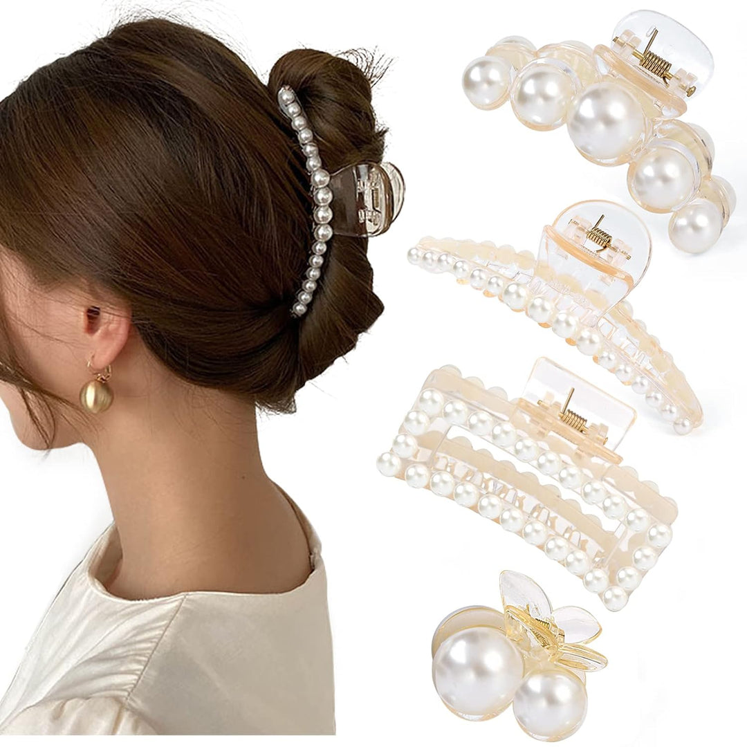 Damen Haarklammern Perlen-Design 4er-Pack für Stilvolle Frisuren 1