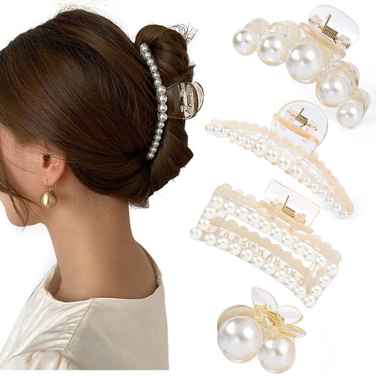 Damen Haarklammern Perlen-Design 4er-Pack für Stilvolle Frisuren 1