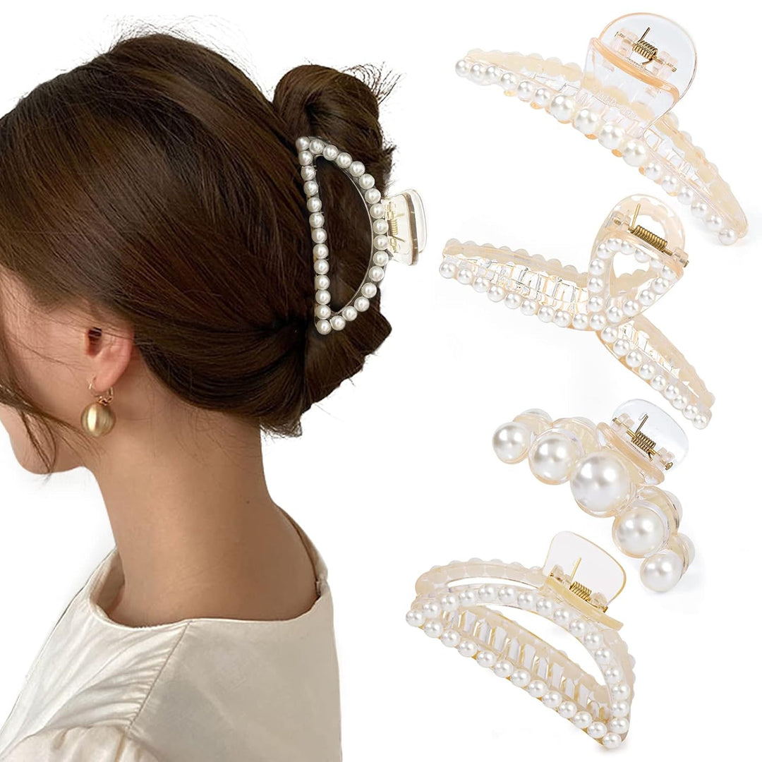 Damen Haarklammern Perlen-Design 4er-Pack für Stilvolle Frisuren 2