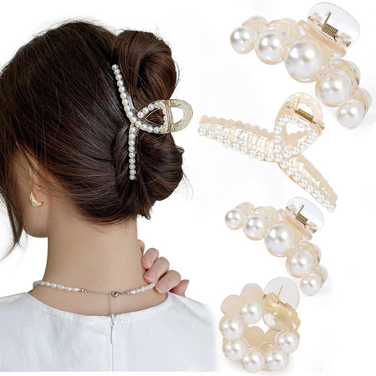 Damen Haarklammern Perlen-Design 4er-Pack für Stilvolle Frisuren 3