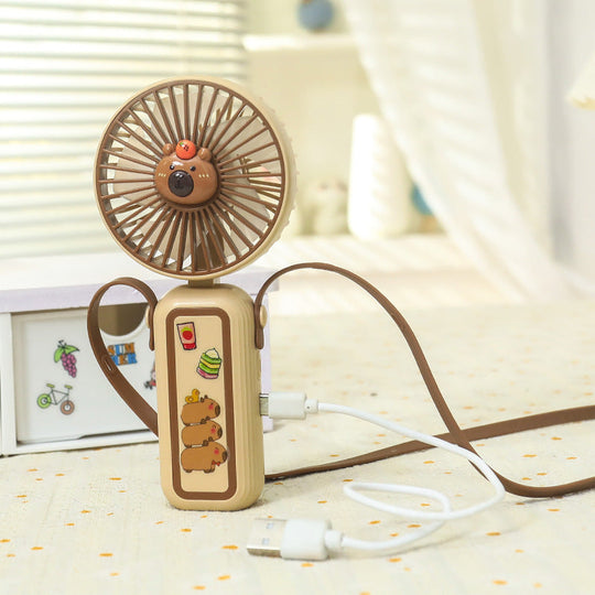 Damen Mini-Handventilator im Niedlichen Tierdesign Tragbar USB Wiederaufladbar 5