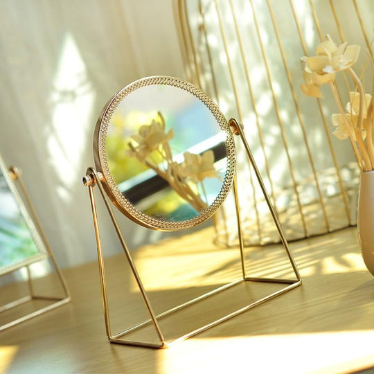 Damen Schminkspiegel Mit Licht und Doppelter Vergrößerung, Goldfinish 5