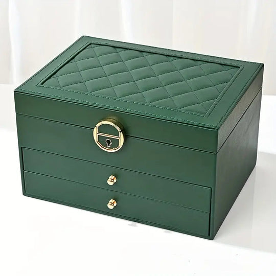 Damen Schmuckschatulle Mehrschichtiger Organizer für Ringe, Halsketten und Ohrringe 0
