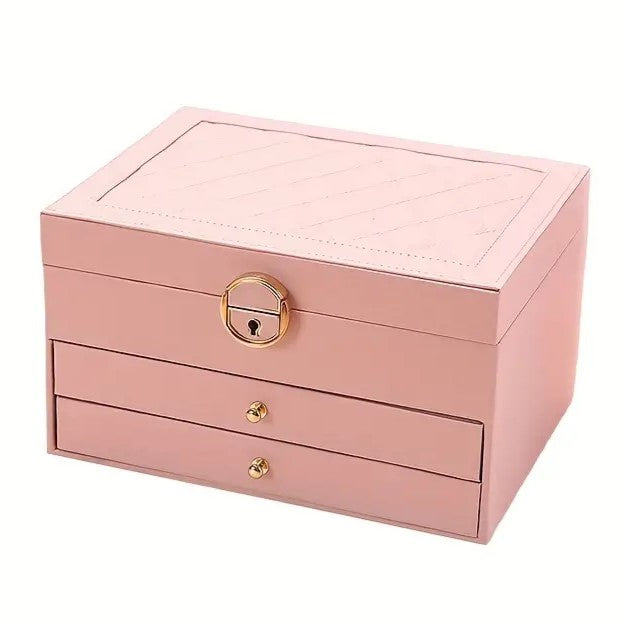 Damen Schmuckschatulle Mehrschichtiger Organizer für Ringe, Halsketten und Ohrringe 2