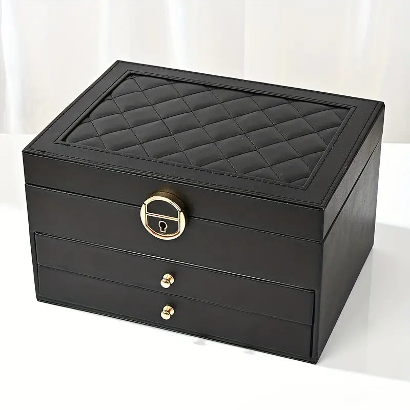 Damen Schmuckschatulle Mehrschichtiger Organizer für Ringe, Halsketten und Ohrringe 3