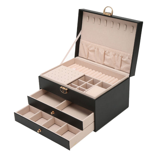 Damen Schmuckschatulle Mehrschichtiger Organizer für Ringe, Halsketten und Ohrringe 6