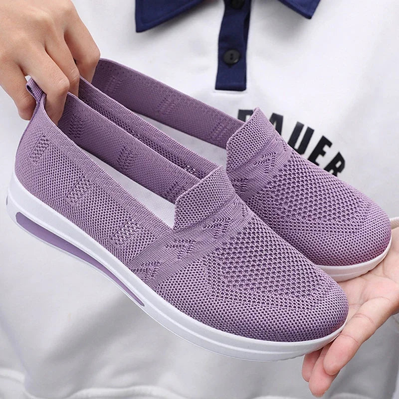 Damen Sneakers Atmungsaktive Strick-Mesh Slip-On Schuhe 5