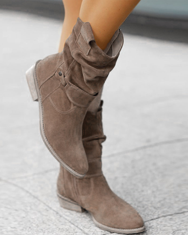 Damen Stiefeletten Niedriger Absatz Wildleder mit Reißverschluss 7