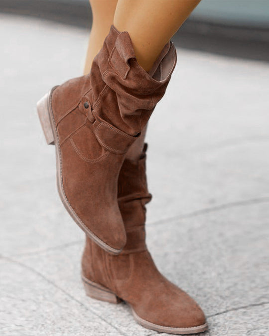Damen Stiefeletten Niedriger Absatz Wildleder mit Reißverschluss 8