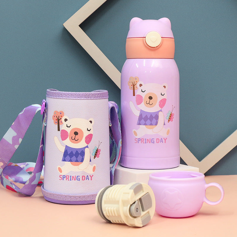 Damen Trinkflasche Sport mit Niedlichem Hasen-Design, Isoliert und Auslaufsicher 2