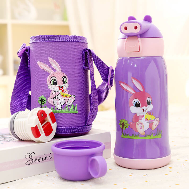 Damen Trinkflasche Sport mit Niedlichem Hasen-Design, Isoliert und Auslaufsicher 5