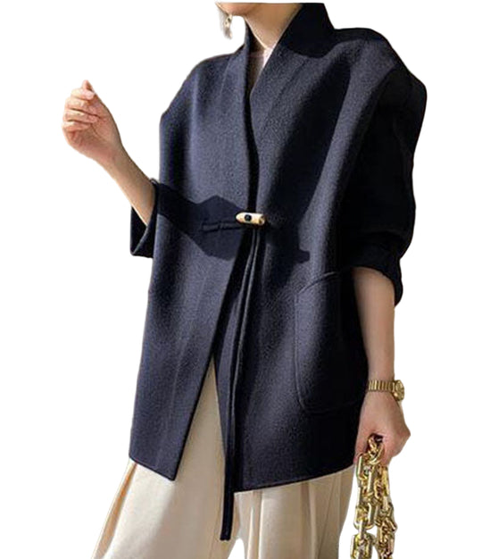 Damen Winter Mantel mit Übergroßen Taschen und Charmanten Quasten 4