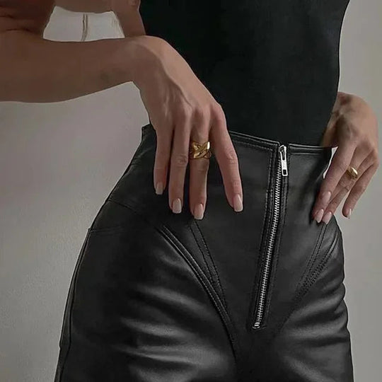 Damenhose Hoher Bund Taillierte Stoffhose mit Reißverschluss 1