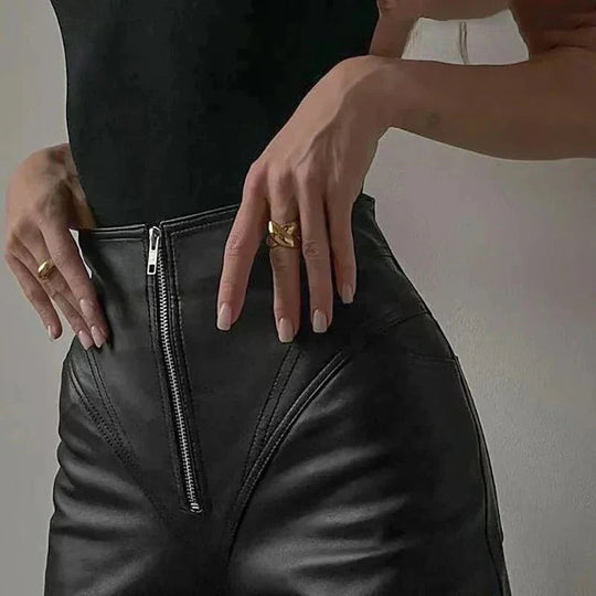 Damenhose Hoher Bund Taillierte Stoffhose mit Reißverschluss 3