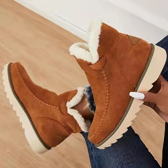 Damenstiefel Plüsch Schafsfell Bequem Elegant für Herbst und Winter 3