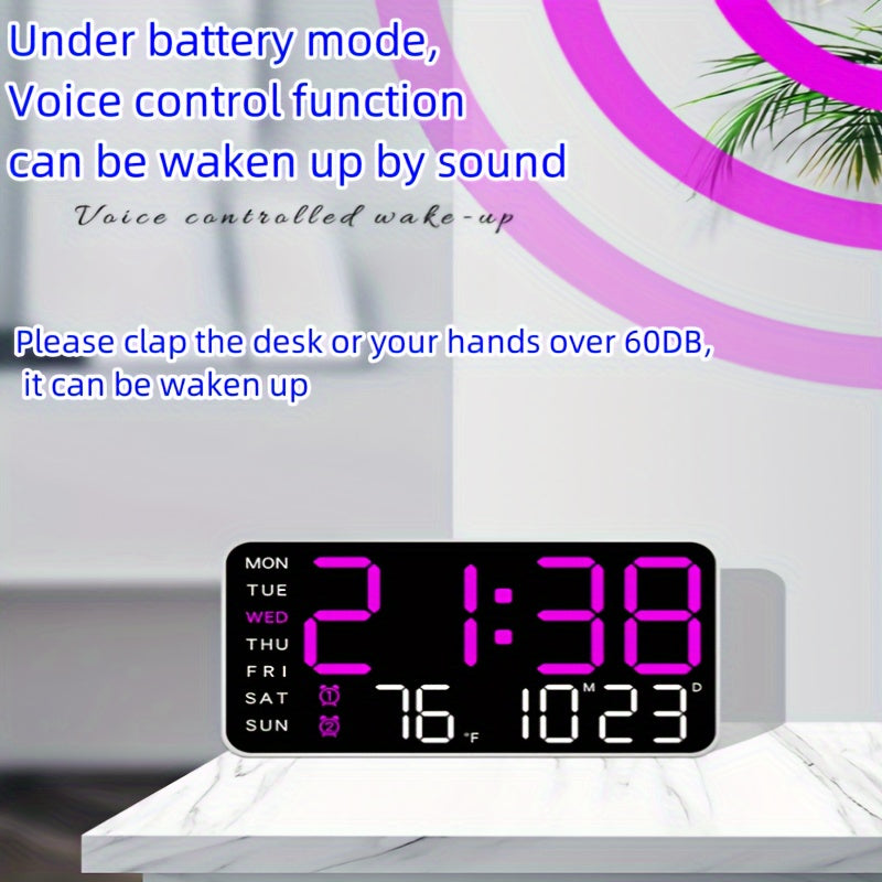 Digitale Wanduhr Modern Multifunktional mit Klarer Anzeige und Temperaturmonitor 8