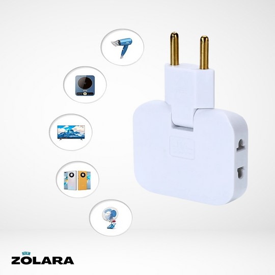 EU-Steckeradapter mit 3 Anschlüssen und drehbarem Kopf 2