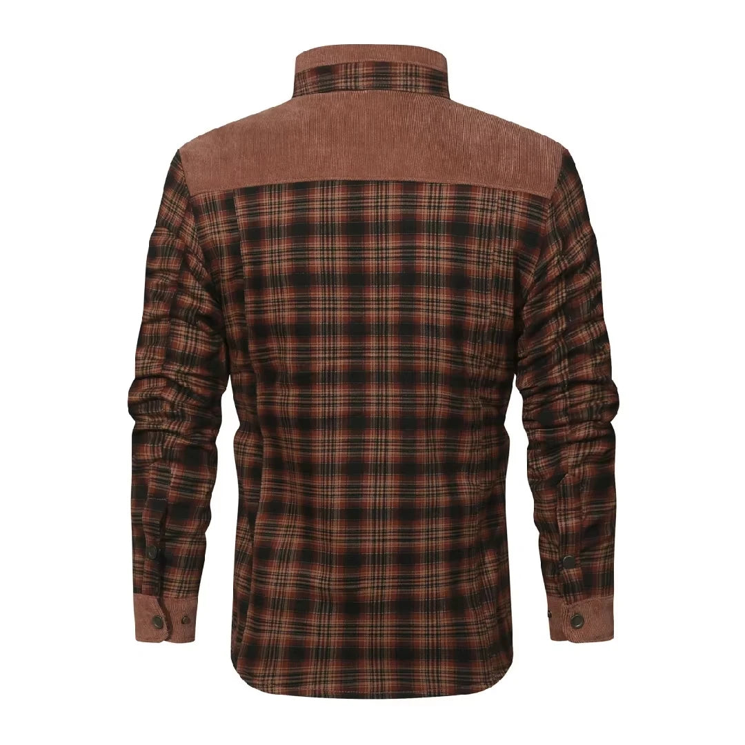 Herren Bomberjacke Winter Winddicht Plaid Sherpa Fleece 1