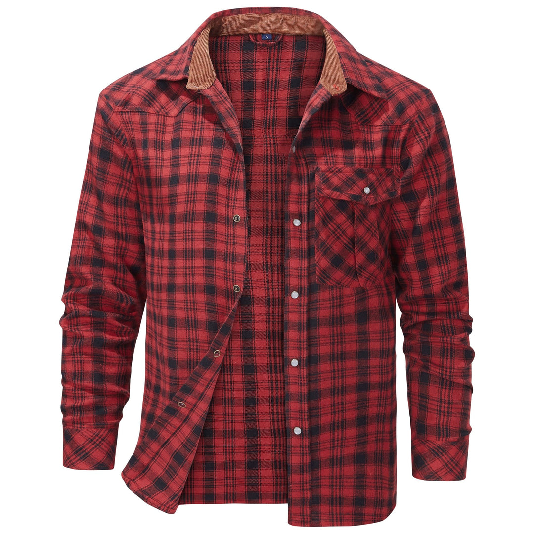 Herren Flanellhemd Klassisch Gemustert Baumwolle-Polyester-Mischung 0